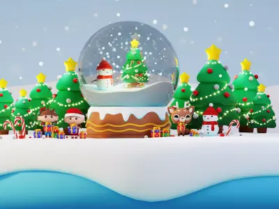 Cute Snow Globe 3D model