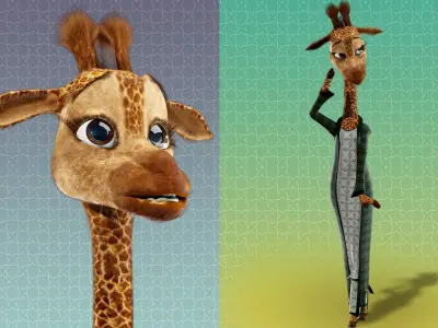 Cartoon Giraffe Rigged 3D model