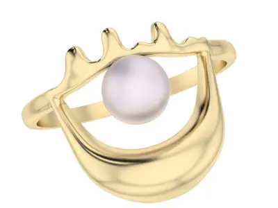 Dali Eye Pearl Ring 3D print model