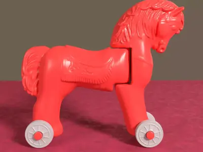 Articulated Vintage Horse on Wheels Toy 3D print model