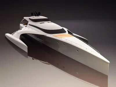 Futuristic Yacht 3D Model Concept Luxury Watercraft Low-poly 3D model