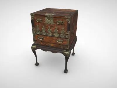 Japanese Cabinet Low-poly 3D model
