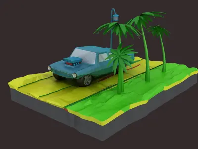 low poly car Cartoon Car collection toon vehicle  sport  3D model