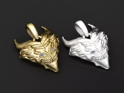 Gold demon pendant 3D printable model   3D print model