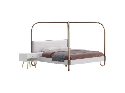 Gracia King Upholstered Canopy bed 3D model