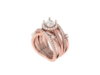 Solitair Ring Bridal Set 3D print model