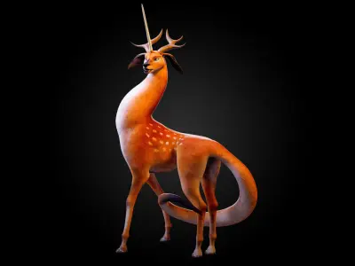 Unicorn Deer - Fantasy Creature 3D Model for Blender Low-poly 3D model