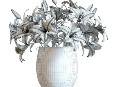 Flower Set 01 - White Lilies 3D model