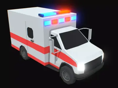 Ambulance Low Poly Low-poly 3D model