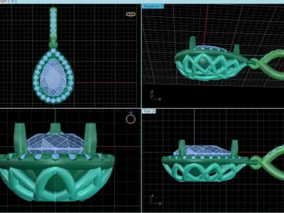 pear shaped diamond pendant 3D print model