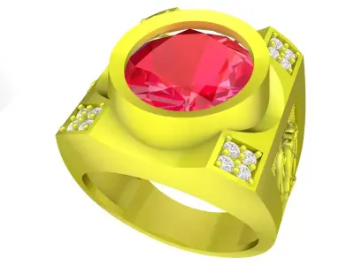 Luxury Oval Gemstone Statement Ring for Men 4901 3D print model