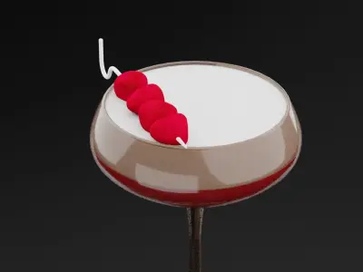 Raspberry Cocktail Low-poly 3D model