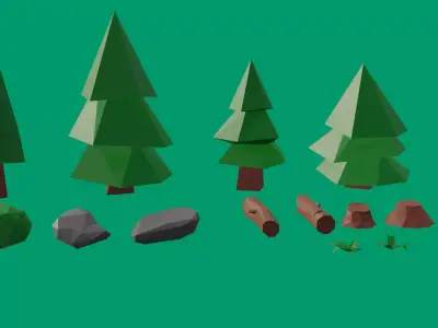 Lowpoly Nature Assets Pack Free low-poly 3D model