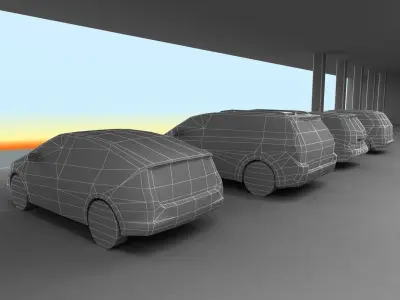 9 Low-poly Mini-Vans Low-poly 3D model