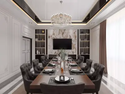 Neoclassic Interior Hall Low-poly 3D model