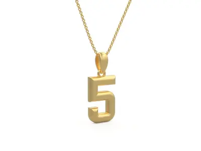 Model 1157 Number 5 Necklace Curved 3D print model