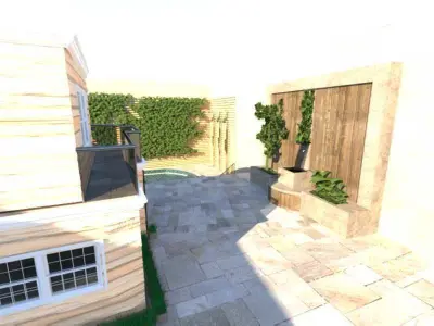 chalet house with pool in backyard 3D print model