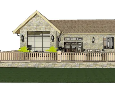 2 Bedroom Farmhouse House Plan 3D model