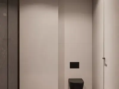 Modern Luxury Bathroom with Dark Marble and Ambient Lighting 3D model