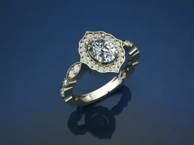 Oval Wedding Diamond Ring 3D print model 3D print model