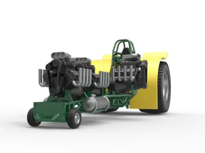 Pulling tractor 4 engines V8 Version 4 Scale 1 to 25 3D print model
