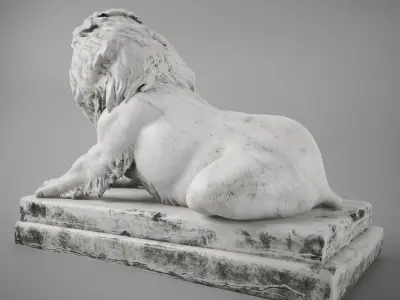 Stone Lion Sculpture 3D model