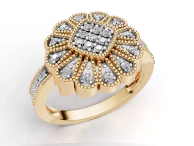 AV 735 Diamond Womens Cluster Right Hand Ring 3D print model