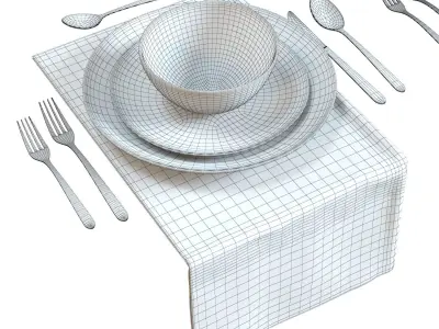 Table Setting 01 - Crate and Barrel Addison Tableware Set 3D model