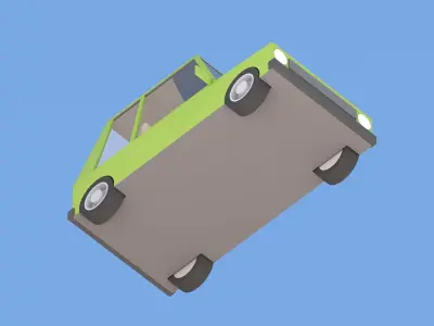 Cartoon Low Poly Car Hatchback Low-poly 3D model