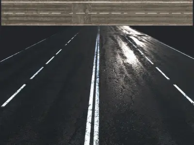 Wet asphalt Low-poly 3D model