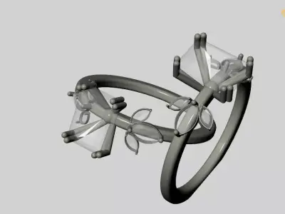 Elisa diamond leaf ring 3D model