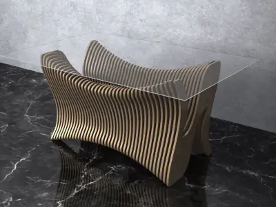 Parametric Wavy Wooden Furniture 15 - CNC files for cutting 3D model