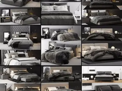 Bed Colection 02 - 10 Items 3D model 3D model