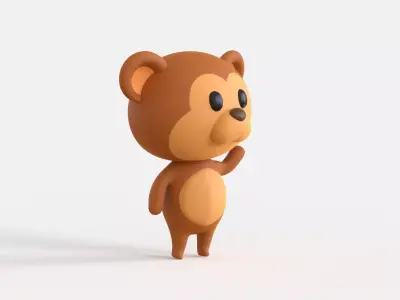 Little Funny Monkey Animated Low-poly 3D model