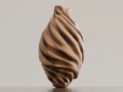 Wooden Spiral Vase  High Quality 3D Model Low-poly 3D model