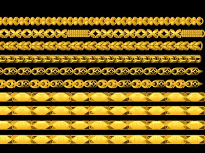Set of 10 gold silver platinum necklaces size 4mm 3D print model