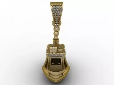 Golden Gondola Boat Pendant  Luxury Nautical Jewelry STL 3D print model