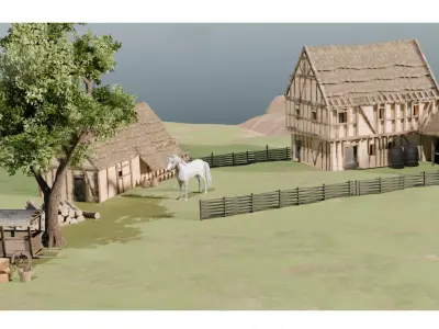 White horse 3D model Low-poly 3D model