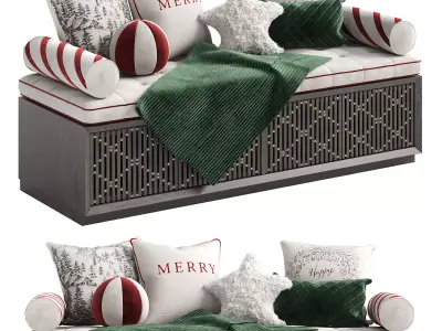 Decorative set of Christmas pillows for the windows 3D model