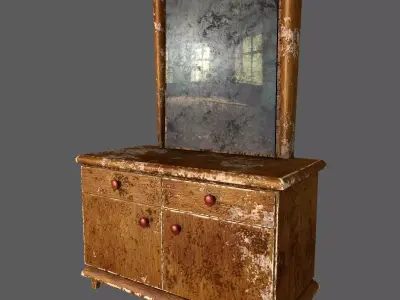 Old Dressing Table Free low-poly 3D model