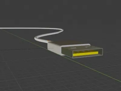 Mobile charger 3d with USB cable 3d model Low-poly 3D model