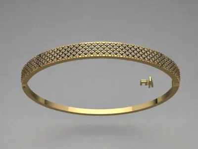 Luxury Golden Bracelet With Diamonds 3D print model
