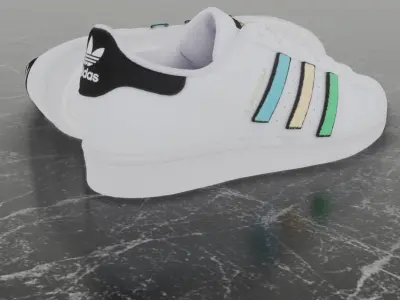 Adidas 3D Shoes - White - SuperStar Series Low-poly 3D model