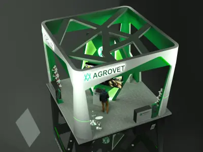 5x5m roofed stand 3D model