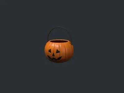 Pumpkin Basket - Trick or Treat Halloween Basket Low-poly 3D model