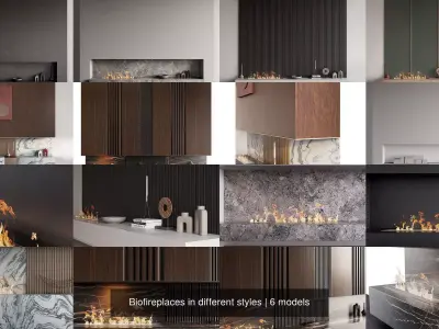 Biofireplaces in different styles 3D Model Collection