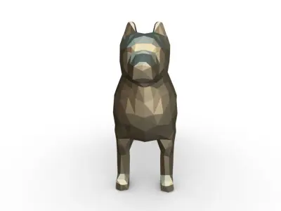 pit bull low poly 3D print model