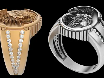 Indian man ring  gold sterling printable jewelry 3D model 3D print model