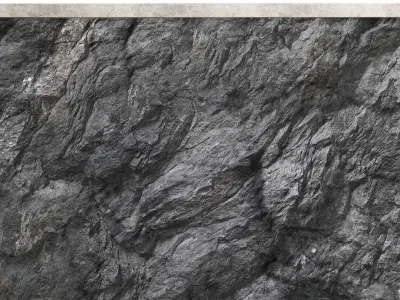 Wall composition black stone rock 3D model