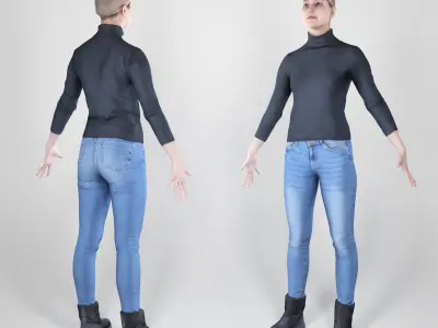 Young pretty woman casual style 163 Low-poly 3D model